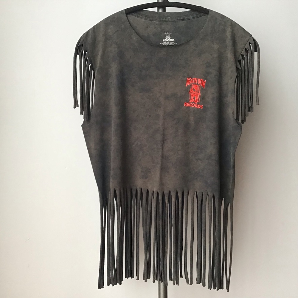 Upcycled Tie dye and fringe t shirt Medium